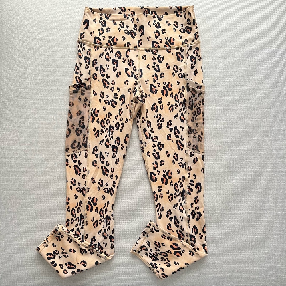Fabletics Define PowerHold High-Waisted 7/8 Legging Yellow Leopard Size Small